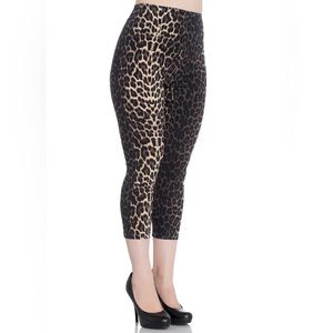 Hell Bunny Leopard Print High Waist Retro Panthera Capri - Size Medium